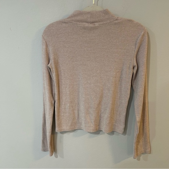 Zara Soft Mock Neck Beige Ivory Tan Marl Longe Sleeve Top Women’s Size Large - Picture 6 of 7